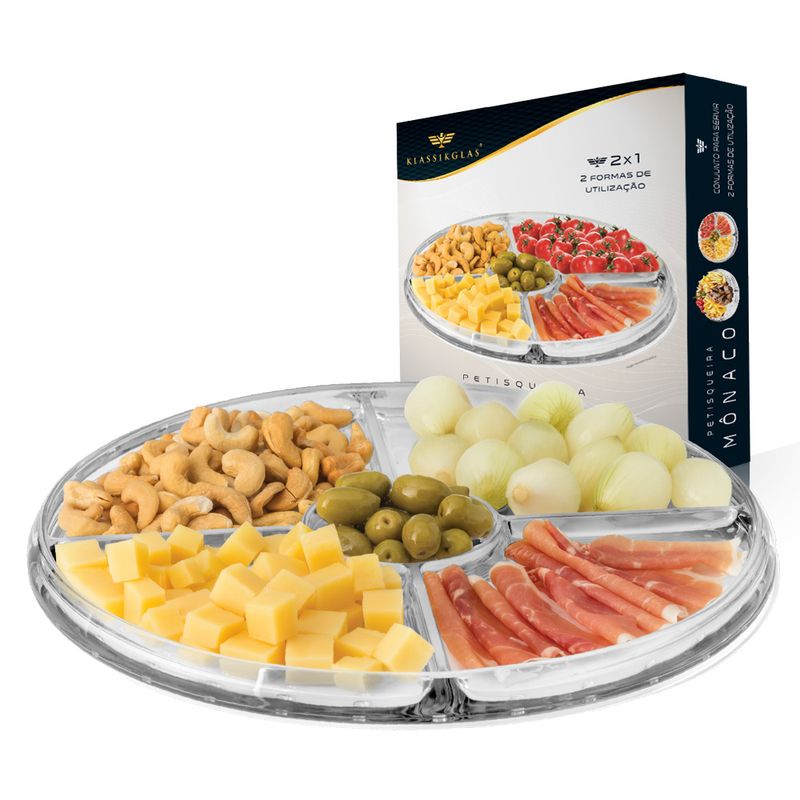 Petisqueira Vidro Mônaco 2 Em 1 (7899619903634)