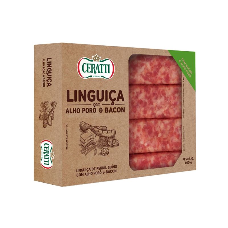 Linguiça Pernil Ceratti 400g Com Alho Poró E Bacon (7898618520811)