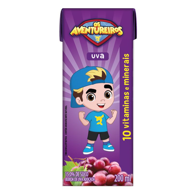 Bebida Com Suco Aventureiros 200ml Uva (7898966688188)