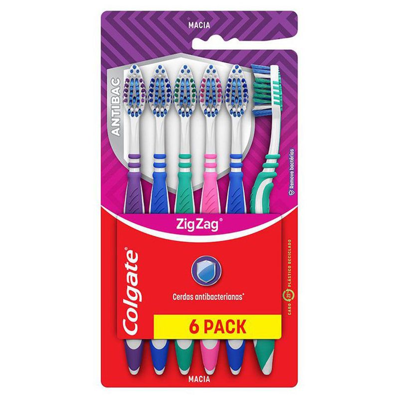 Escova Dental Antibac Colgate Zig Zag Com 6 Unidades (7509546679266)
