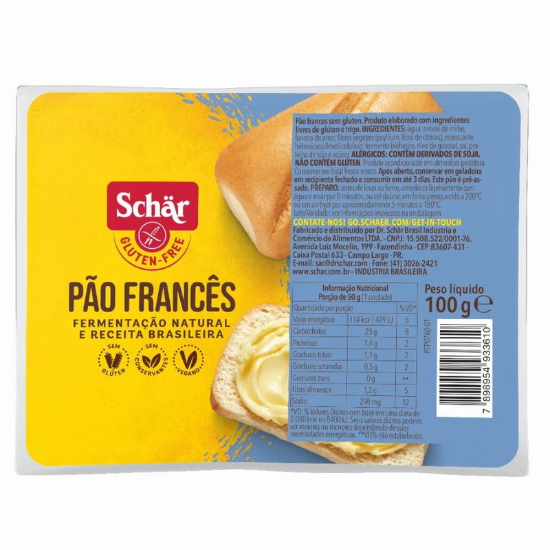 Pão Francês sem glúten Schar 100g (7898954933610)