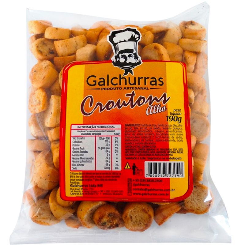 Torrada Galchurras crutons de alho 190g (7898912727190)