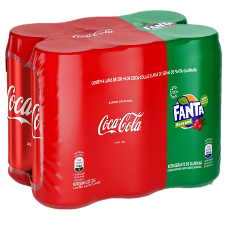 Refrigerante 4 Coca Cola-2 Fanta Guaraná 350ml Lata (7894900094510)