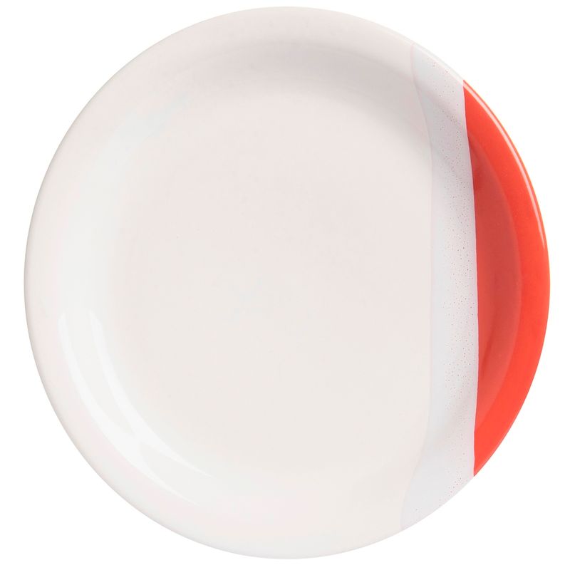 Prato Raso Cerâmica Beatriz 25cm Atual Vermelho-Branco (7899540600992)