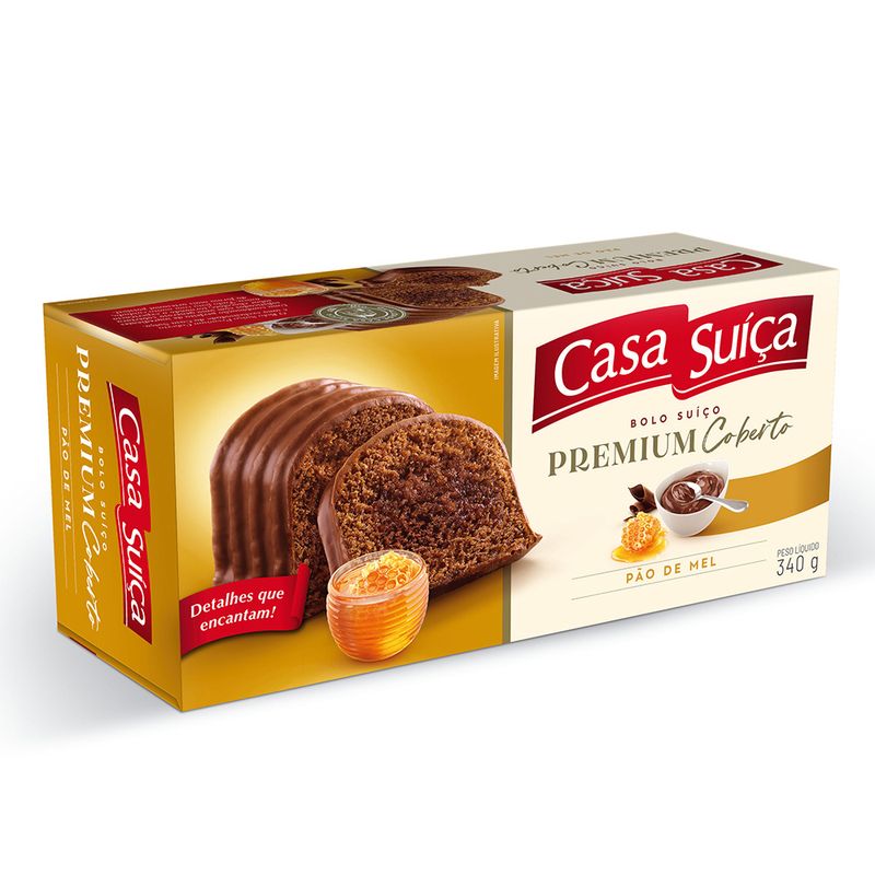 Bolo Casa Suíça Premium Coberto Pão Mel 340g (7897173057350)