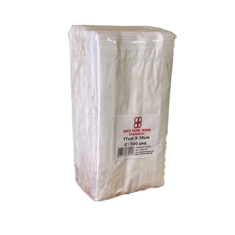 Saco de Papel Donnoplast Viagem Com 500 Unidades Branco (7898516670595)