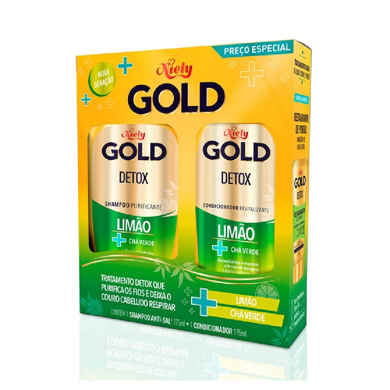 Shampoo 275 Ml E Condicionador 175 Ml Niely Gold Detox (7899706190923)