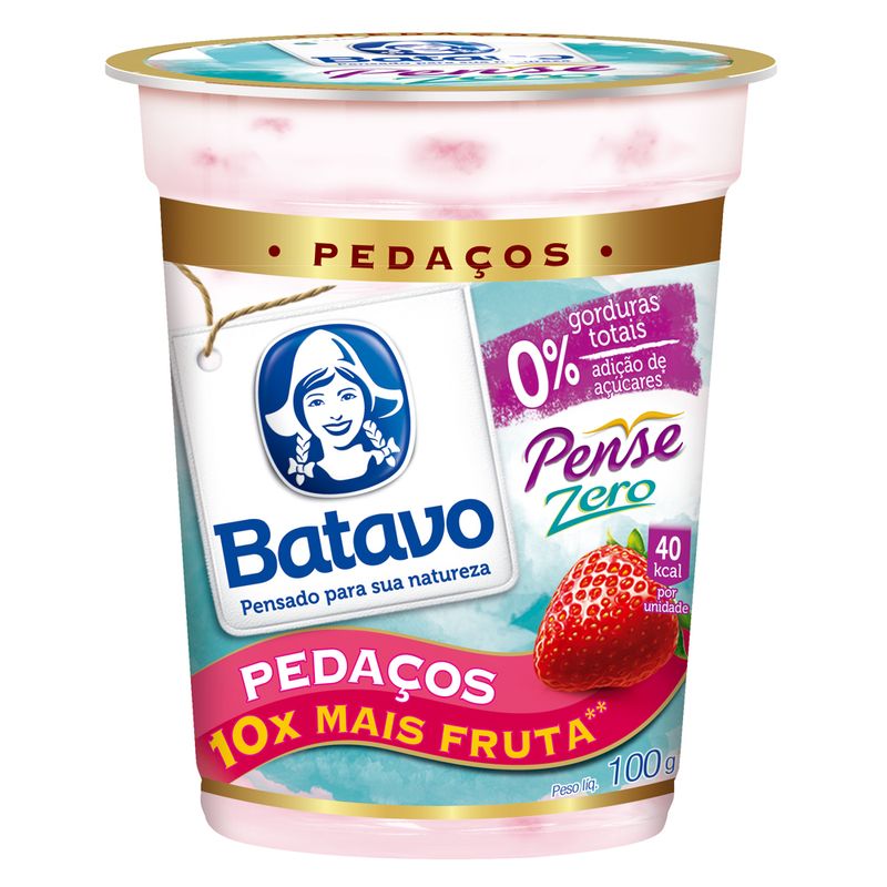 Iogurte Pedacos Fruta Batavo 100g Pense Zero Morango (7891097000775)