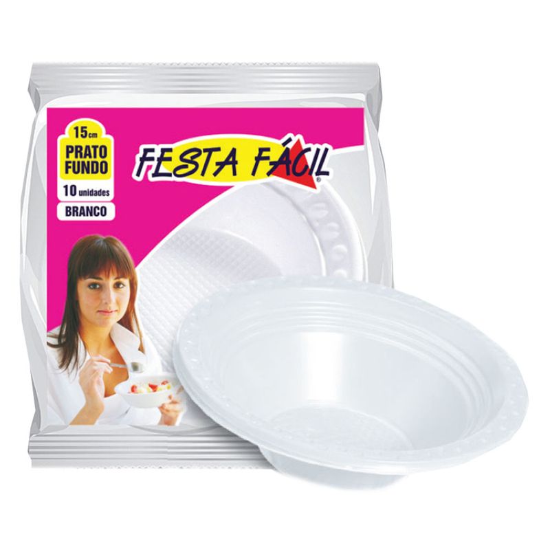 Prato Fundo Descartável Festa Fácil 15cm Com 10 Unidades (7898943000149)