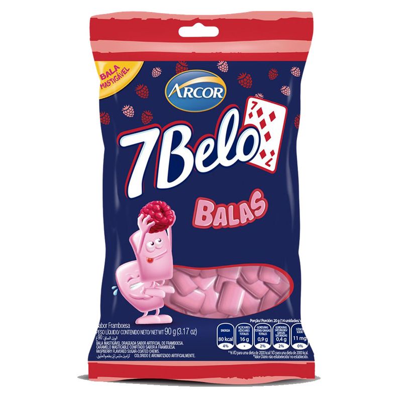 Bala 7 Belo Drageada Framboesa 90g (7891118025275)
