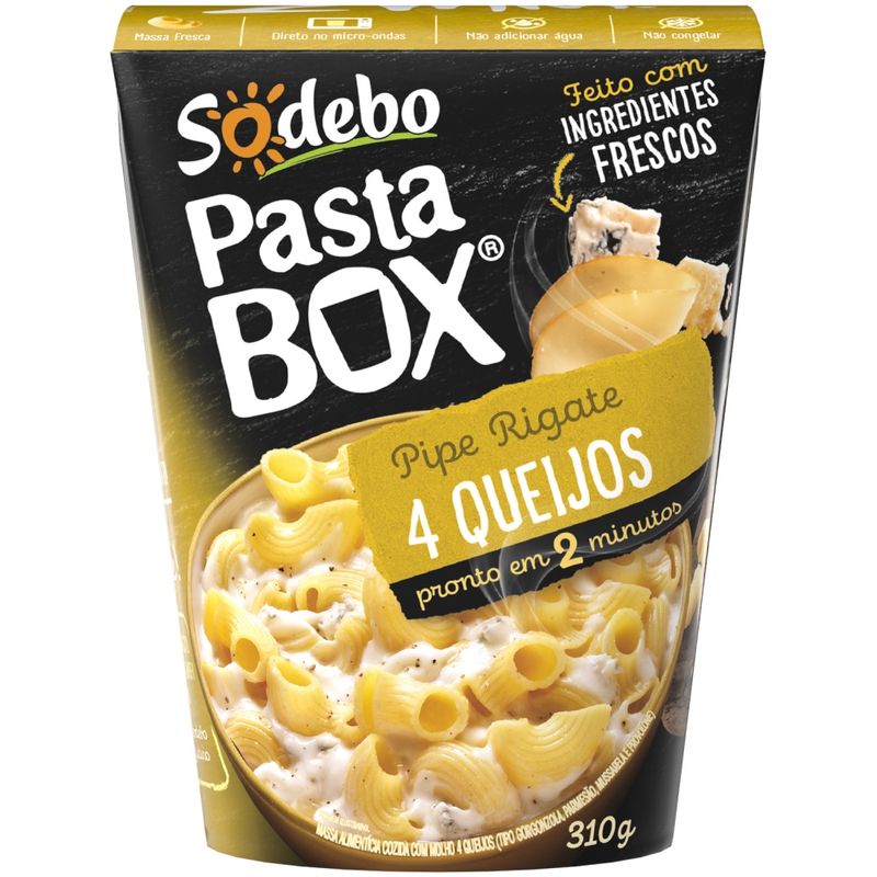 Pipe Rigate 4 Queijos Pasta Box Sodebo 310g (7898666220244)