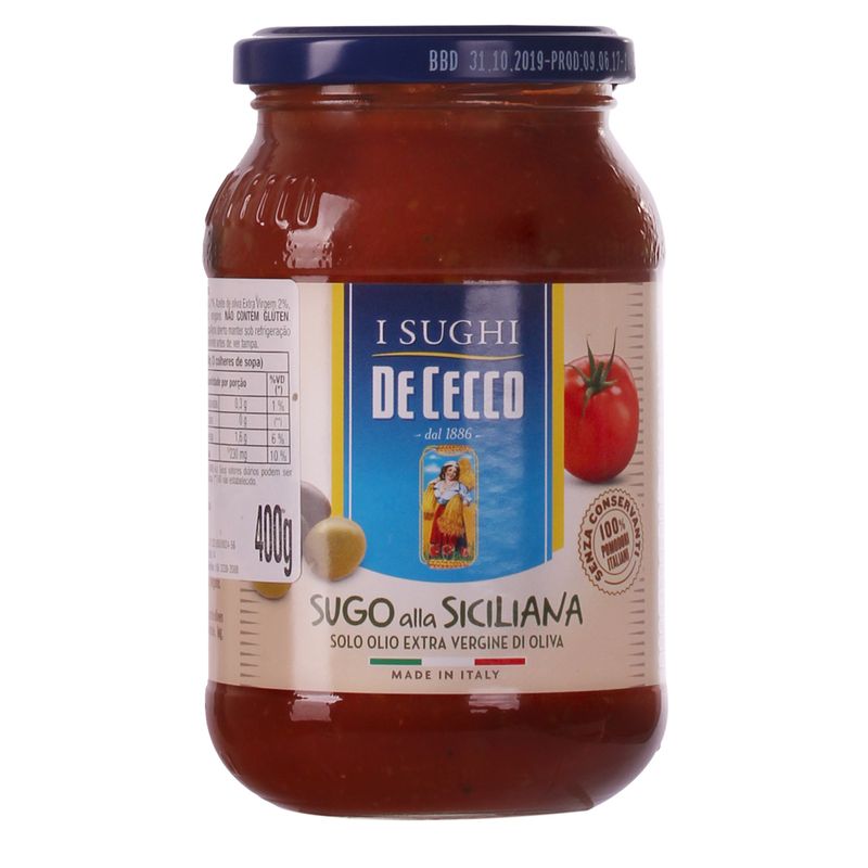 Molho De Tomate De Cecco Siciliana 400G (8001250929112)