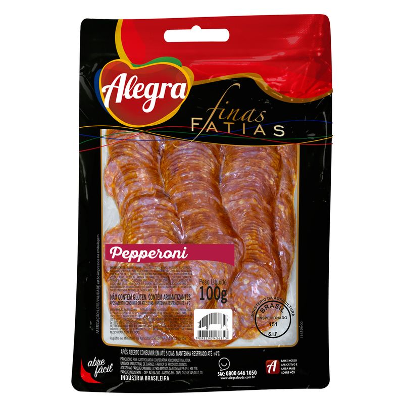 Salame Peperoni Alegra 100g Fatiado (7898290436813)