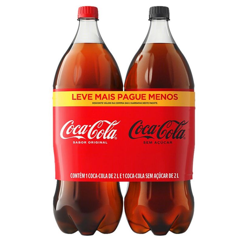 1 Coca Cola 2L E 1 Coca Cola Sem Açúcar 2L Lv Mais Pg Menos (7894900027495)
