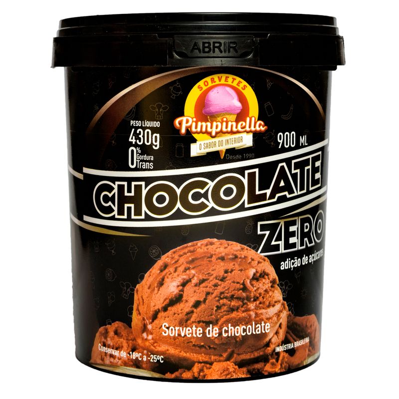 Sorvete Pimpinella 900ml Zero Açúcar Chocolate (7898437720119)