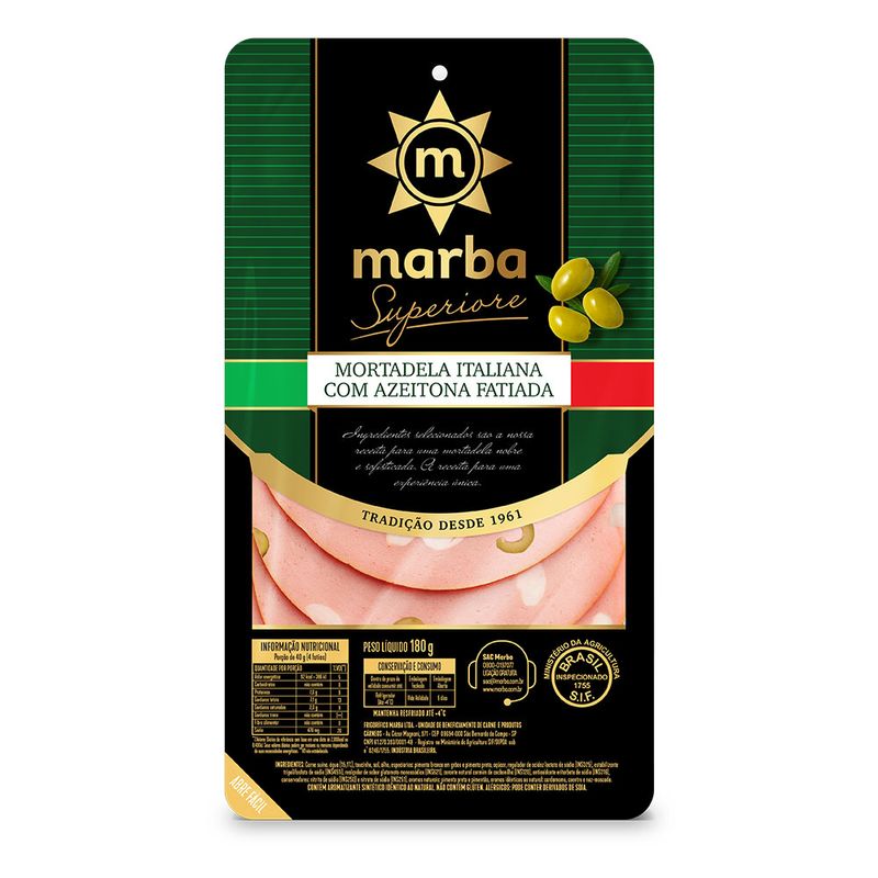 MORTADELA SUPERIORE ITALIANA COM AZEITONA 180G (7897268102989)