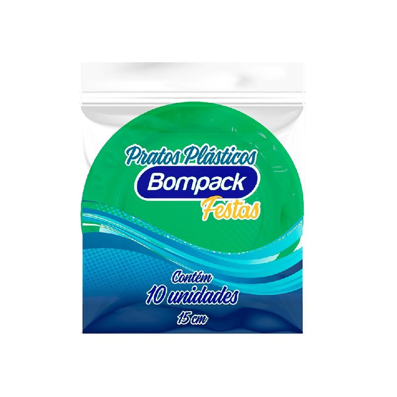 Prato Descartável Bompack Festas Verde 15cm Com 10 Unidades (7898921468565)