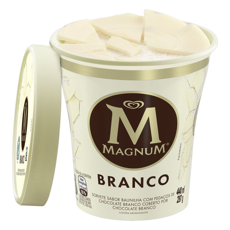 Sorvete Kibon Magnum Pote Branco 440ml (7891150067615)