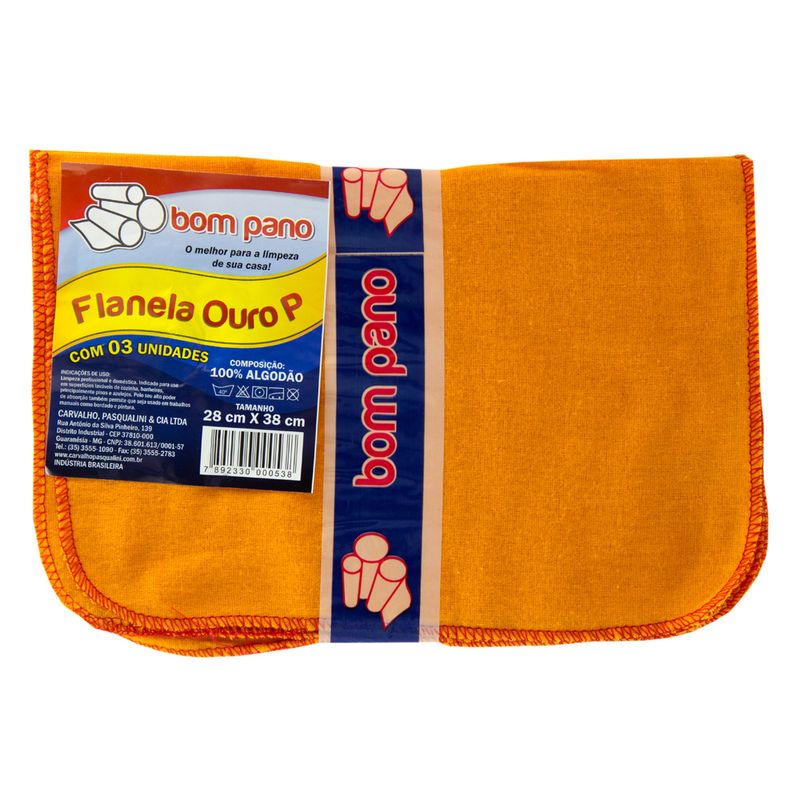 Flanela Ouro Bom Pano Com 3 Unidades Pequena (7892330000538)