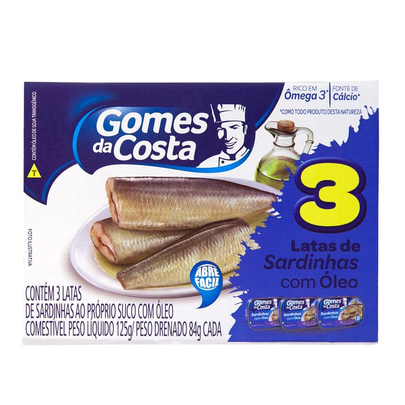 Sardinha Gomes Costa Com 3 Unidades 125G (7891167000100)