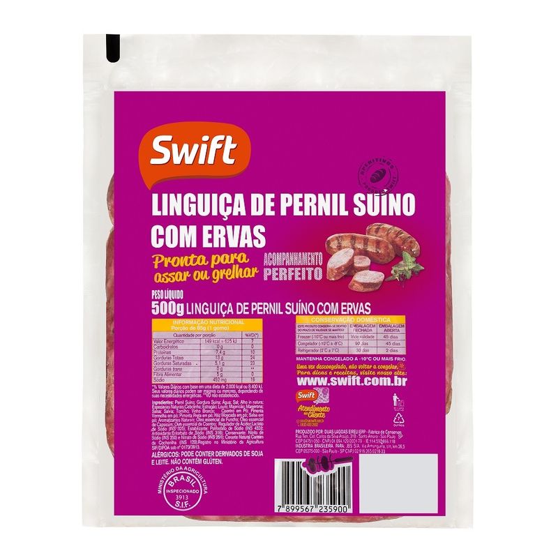 Linguiça Pernil Swift 500g Erva (7899567235818)