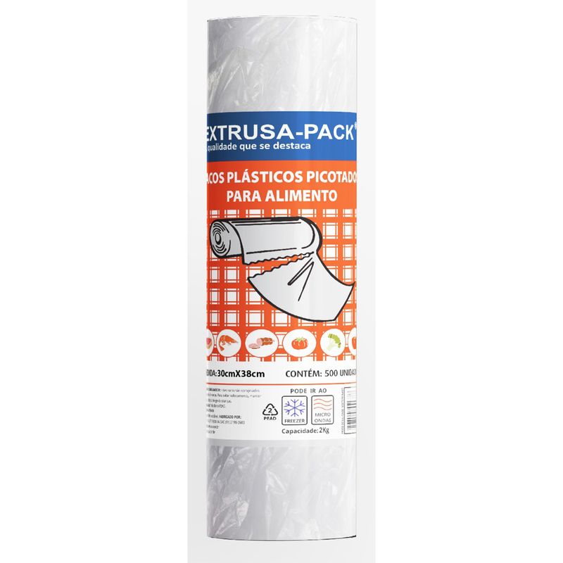 Saco Plástico Picotado Extrusa 30x38cm Com 500 Unidades (7898415551704)