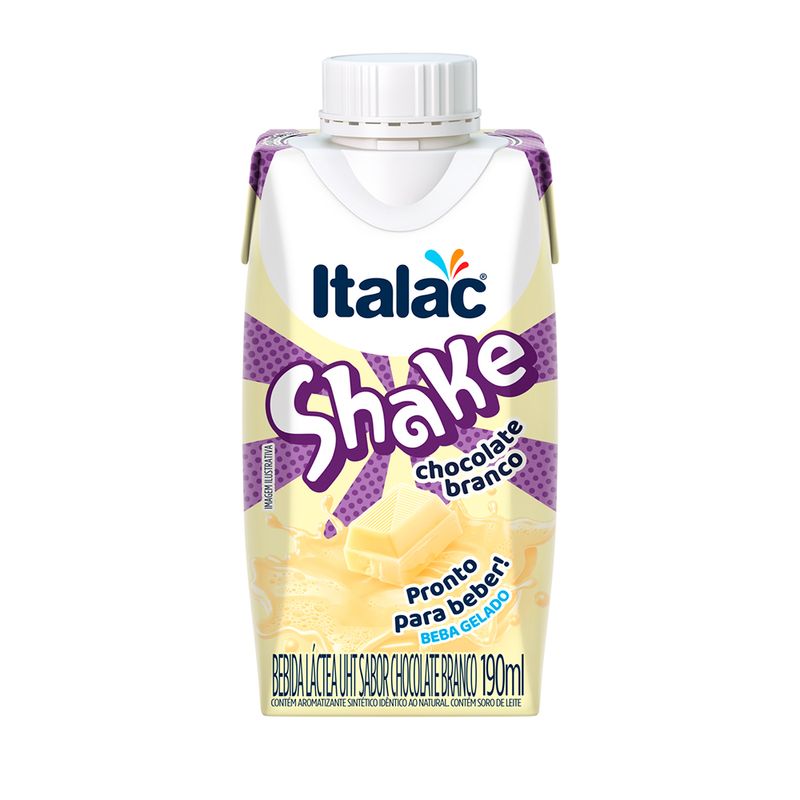Bebida Lactea Uht Shake Chocolate Branco Italac 190ml (7898080642950)