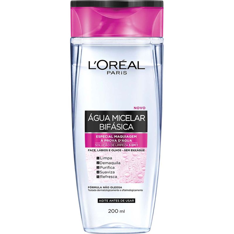 Água Micelar Bifásica L'Oréal Paris Solução de Limpeza 5 em 1, 200ml (7899706145190)