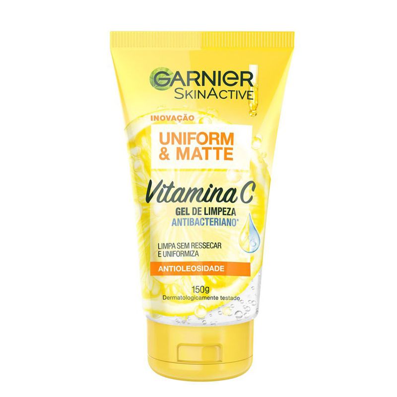 Gel de Limpeza Facial Antibacteriano Garnier Uniform & Matte Vitamina C, 150ml (7899706192019)