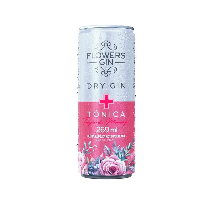 Bebida Mista Flowers Gin Tônica 269ml Lata Morango (7908026900652)
