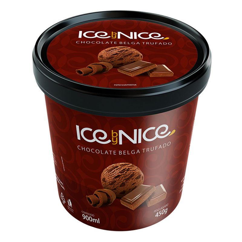 Sorvete Ice By Nice 900ml Chocolate Belga Trufado (7898940814114)
