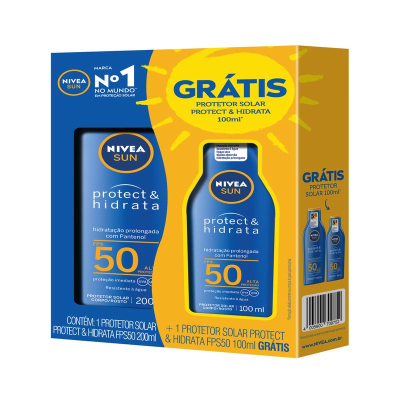 Protetor Solar Nivea P&H 200ml FPS50 Grátis FPS50 100ml (4005900709752)