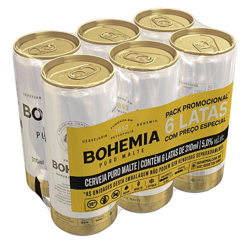 Cerveja Bohemia Puro Malte 310ml Lata Pack C/6 (7891991299732)