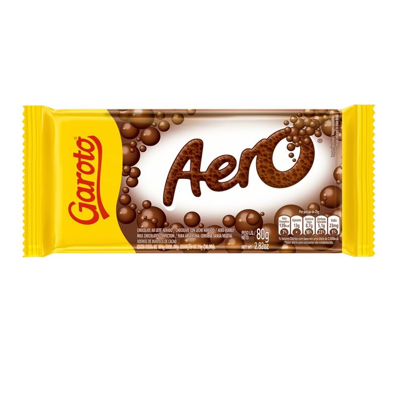 Chocolate Garoto 80g Tablete Aero Ao Leite (7891008117981)