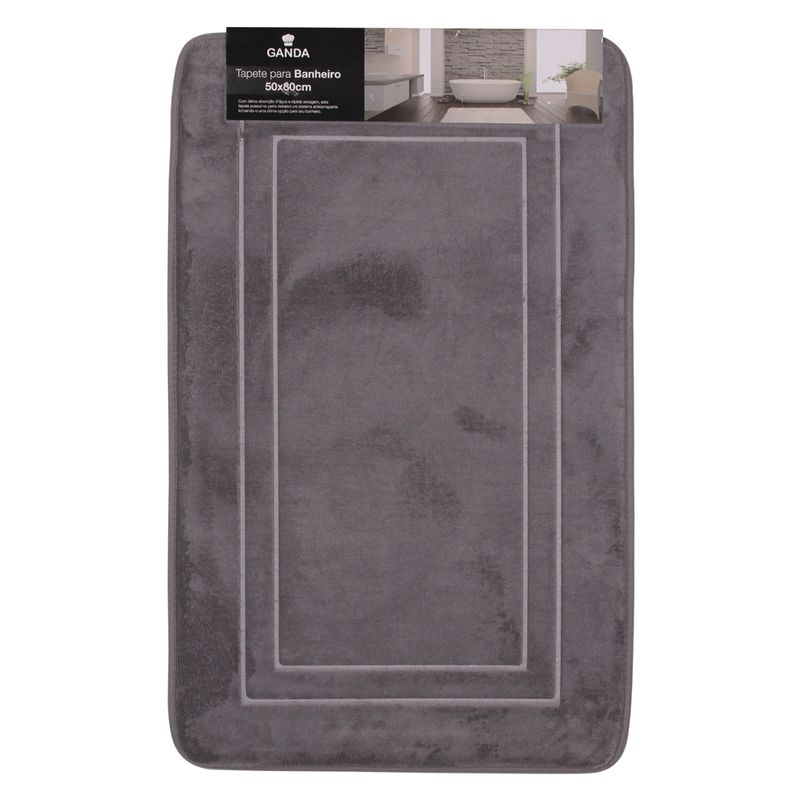 Tapete Banheiro Ganda 50x80 Desenho Relevo Cinza (7899700911852)