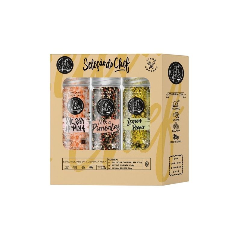 Kit Seleção Do Chef Br Spices Com 3 Moedores 220g (7898635644026)