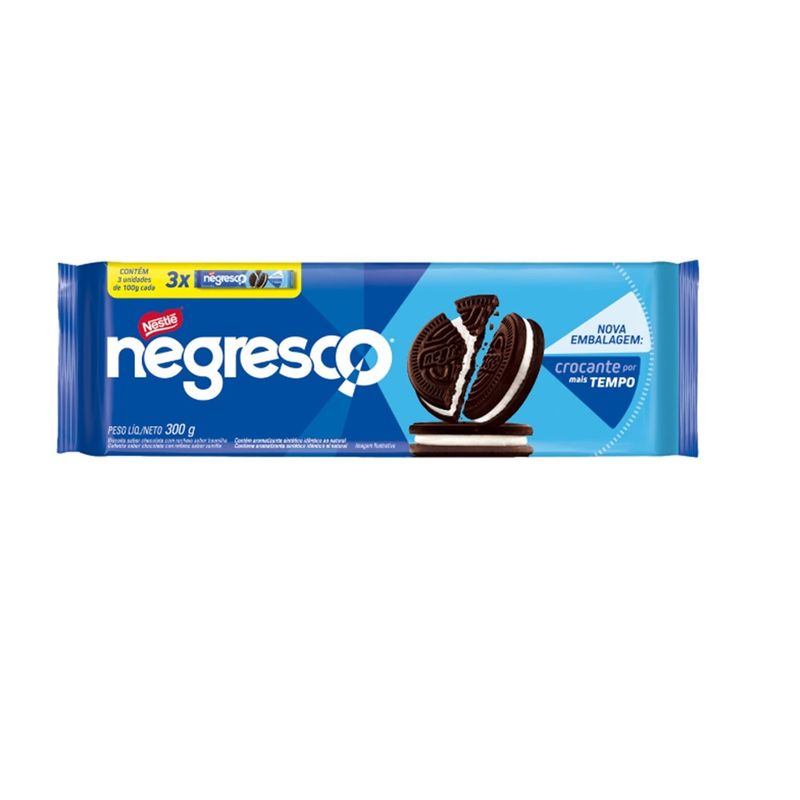 Biscoito Chocolate Recheio Baunilha Negresco Pacote 300g (7891000366103)