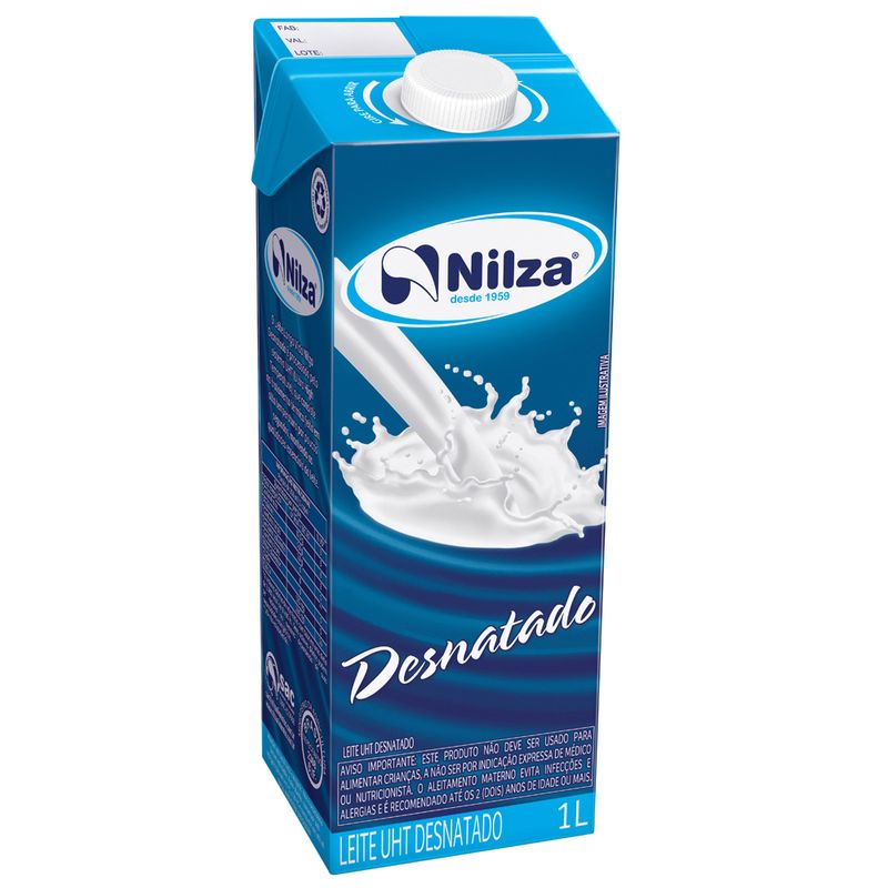 Leite Longa Vida Nilza Com Tampa Desnatado 1l (7898080641342)