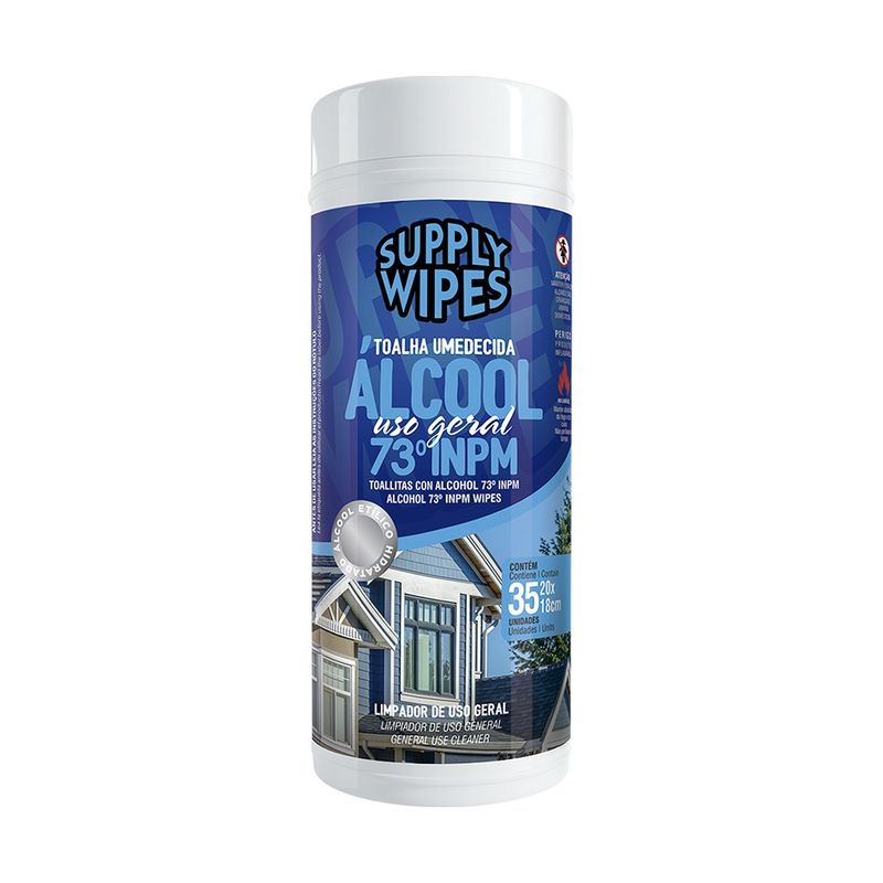 Toalha Umedecida Álcool Supply Wipes Multiuso (7898963035169)