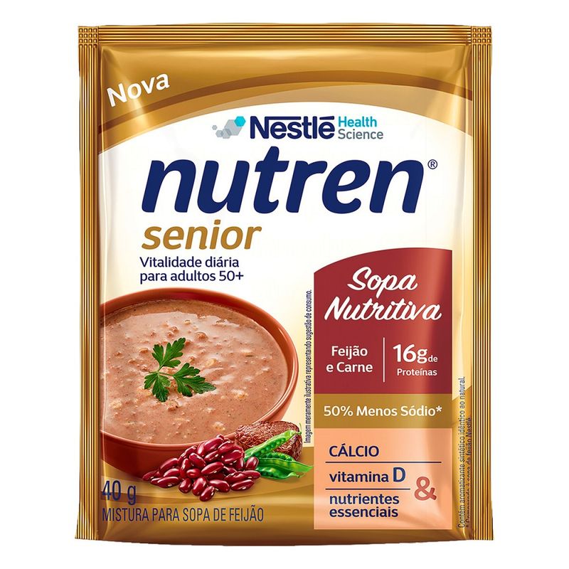 Sopa Instantênea Nutren Senior Feijão e Carne 40g (7891000318102)