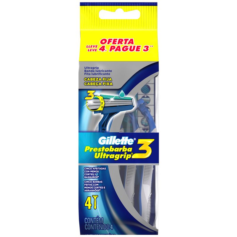 Aparelho Barbear gillette Prestobarba Ultragrip3 (7500435011259)