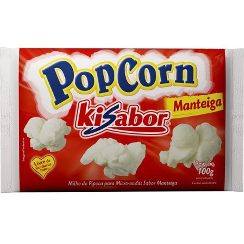 Pipoca de microondas com manteiga Kisabor 100g (7898416527081)