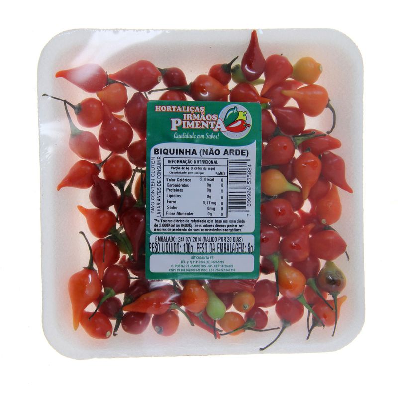 Pimenta Biquinho Irmãos Pimenta Bandeja 100g (7898906535084)
