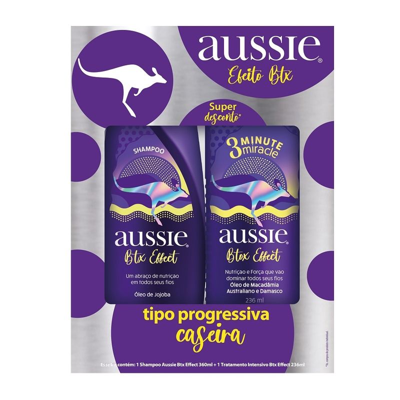 Shampoo 360ml Creme Tratamento Aussie 236ml Btx Effect (7500435188357)