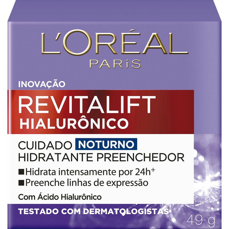Creme Facial Anti-idade L'Oréal Paris Revitalift Hialurônico Noturno, 49g (7899706171595)