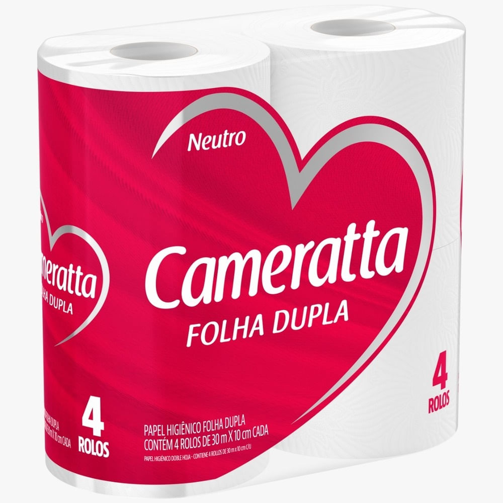 Papel Higiênico Folha Dupla Cameratta Neutro 30m Com 4 Supermercado