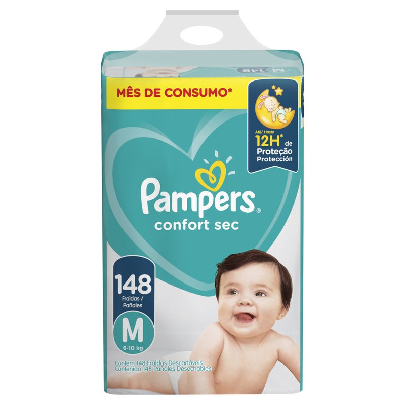 Fralda Pampers Confort Sec M 148 Unidades (7500435130233)