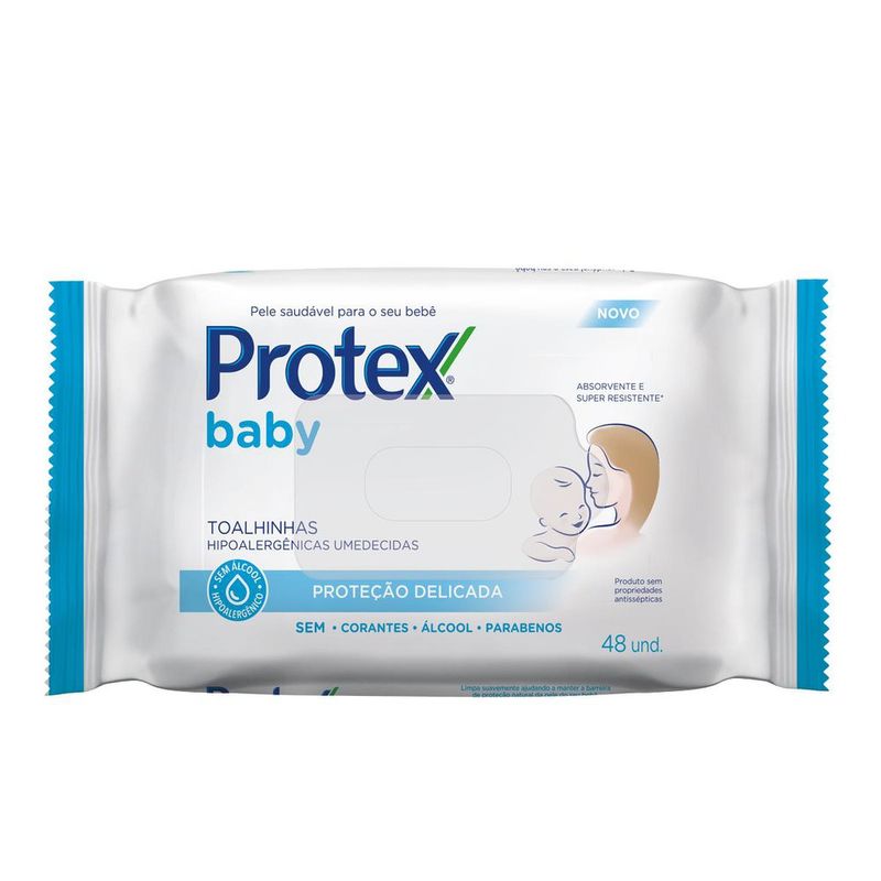 Lenço Umedecido Protex Baby Com 48 Proteção Delicada (7891024042960)