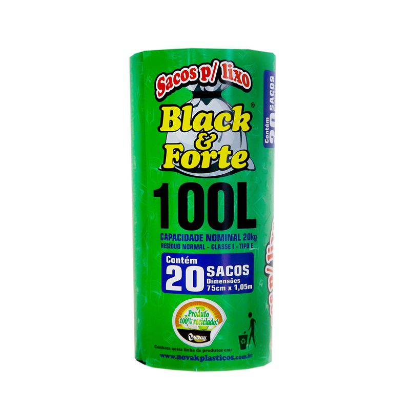 Saco Lixo Black Fort Reciclado 100L Com 20 (7897895800357)