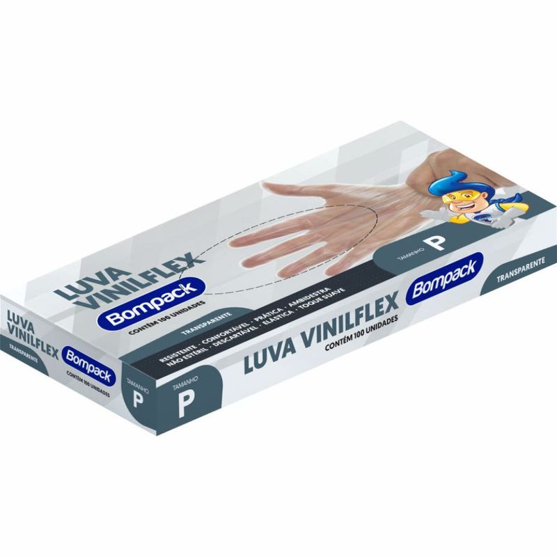 LUVA-DESC-VINILFLEX-BOMPACK-C-100-TRANSP-P